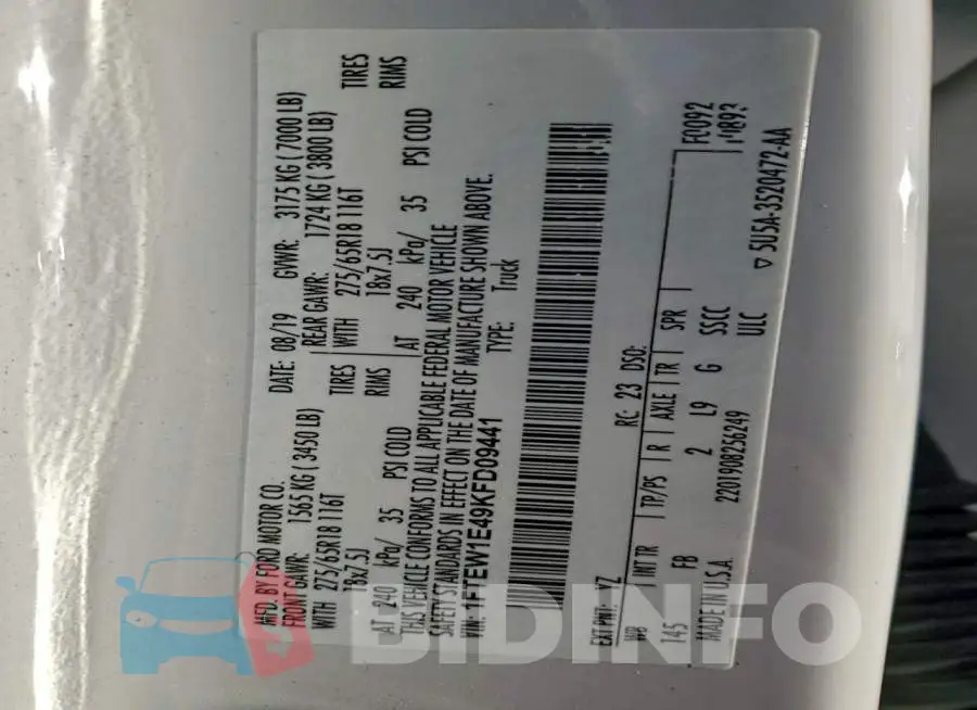 1FTEW1E49KFD09441 Photo# 12