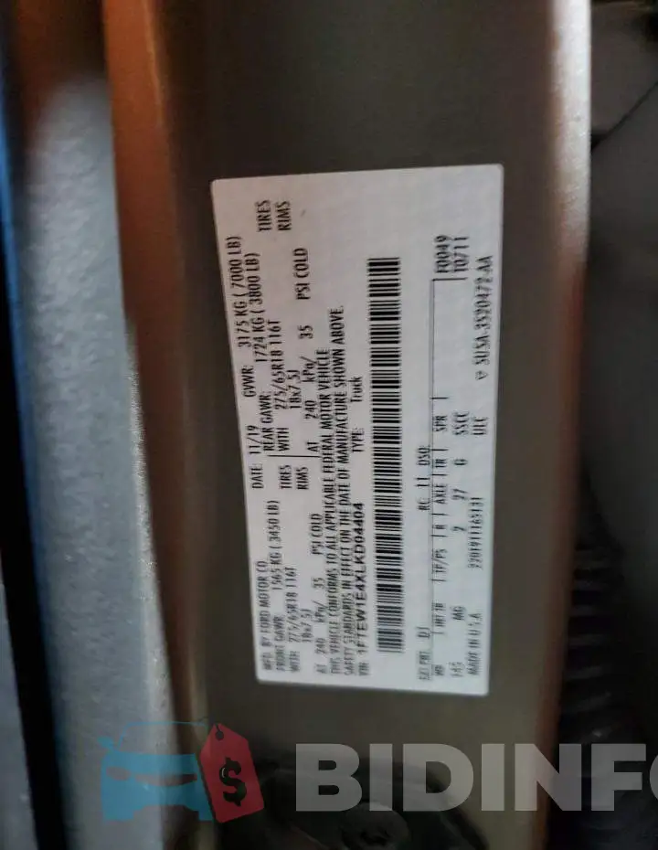 1FTEW1E4XLKD04404 Photo# 12