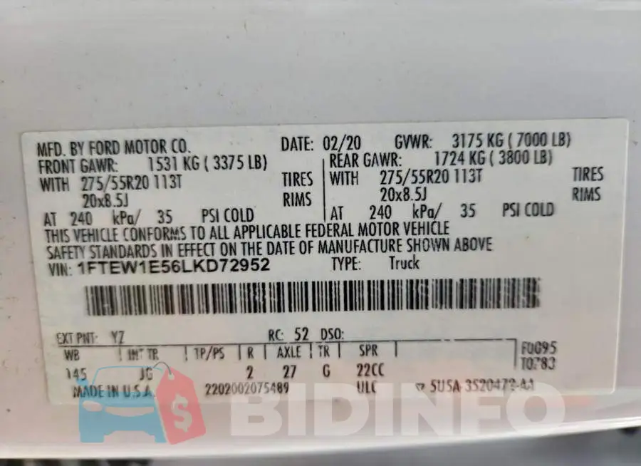 1FTEW1E56LKD72952 Photo# 12