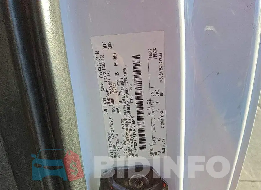 1FTEX1E52KKC16015 Photo# 12