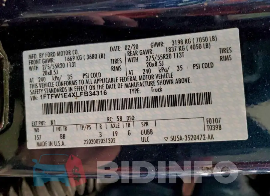 1FTFW1E4XLFB34316 Photo# 12