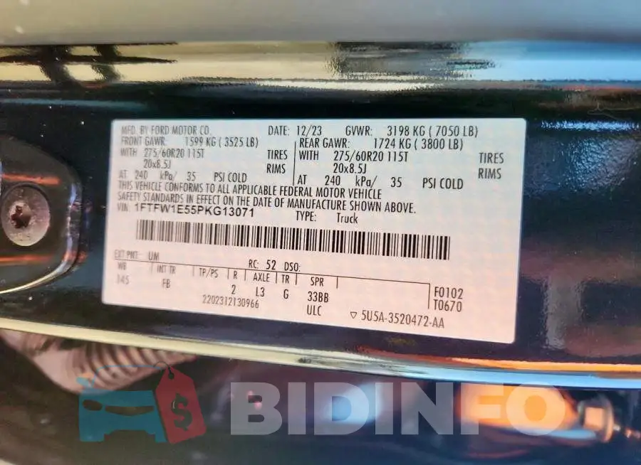 1FTFW1E55PKG13071 Photo# 12