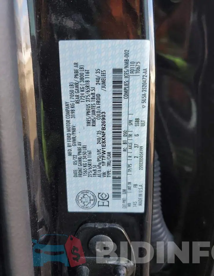 1FTFW1E8XNFB26903 Photo# 12