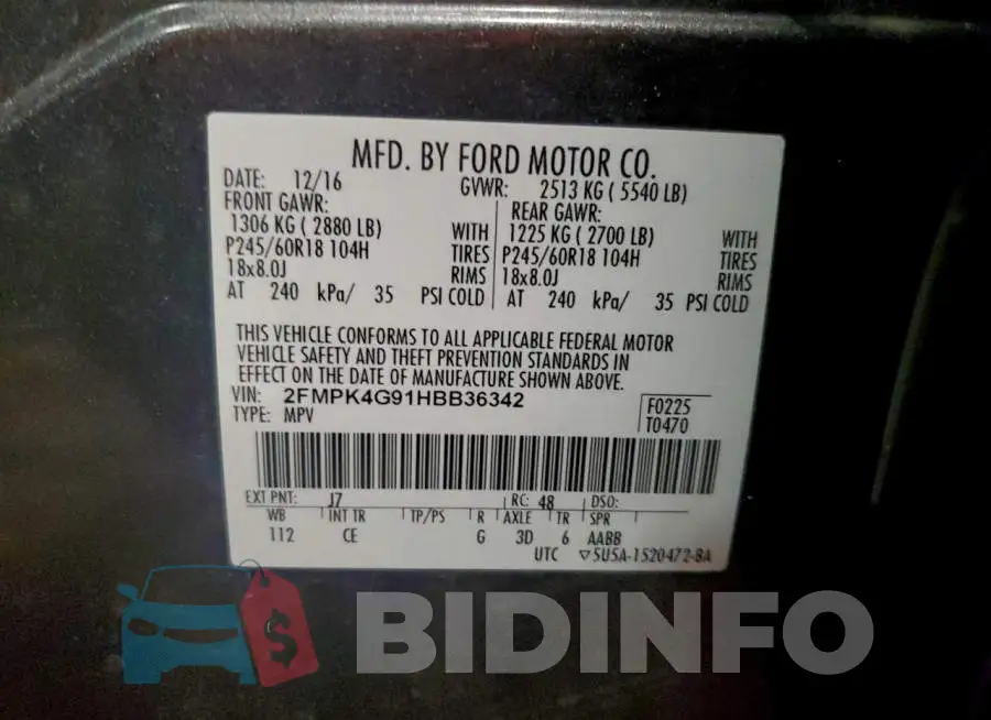 2FMPK4G91HBB36342 Photo# 13