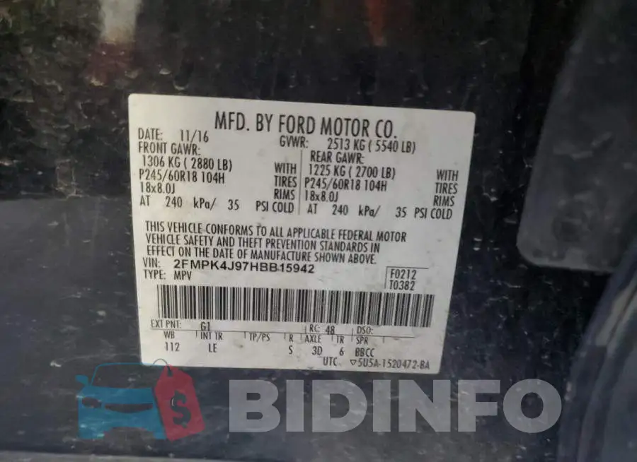 2FMPK4J97HBB15942 Photo# 13