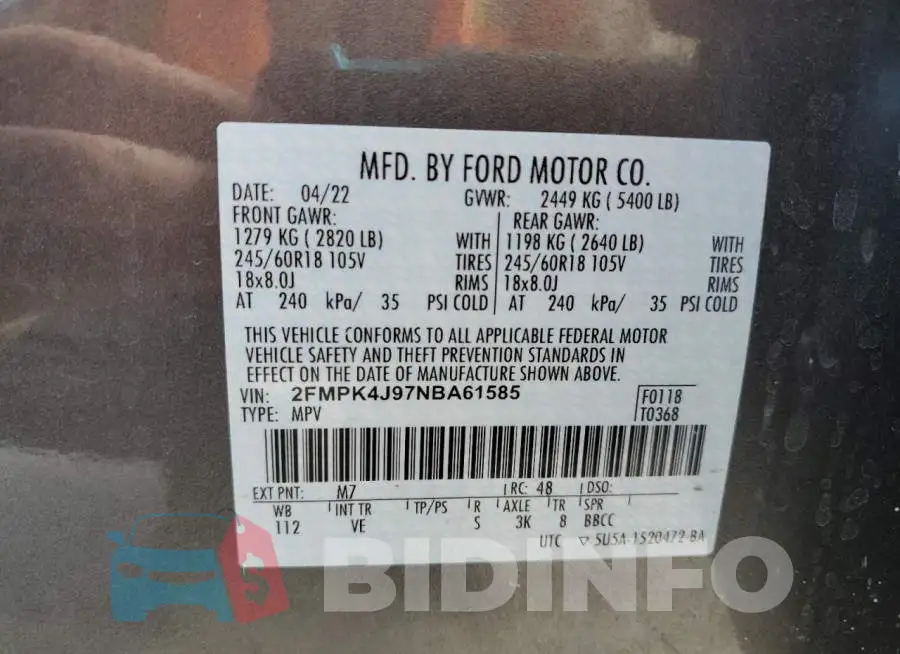 2FMPK4J97NBA61585 Photo# 14