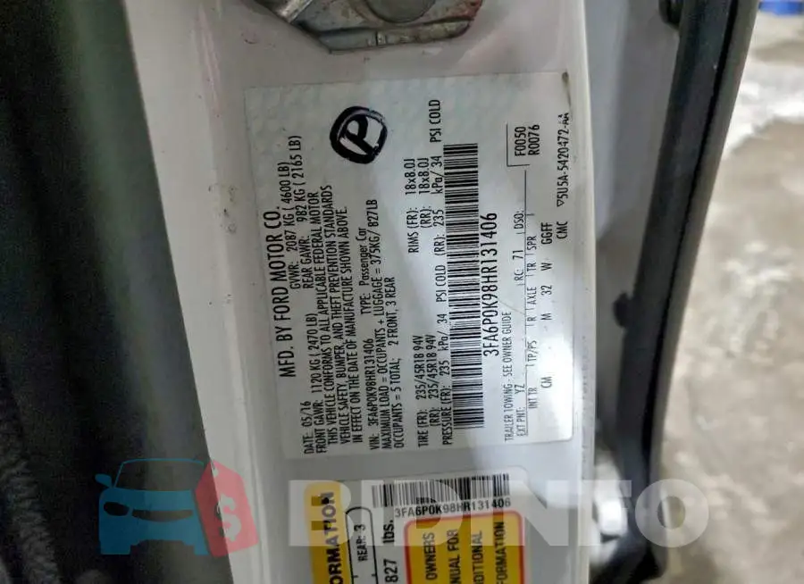 3FA6P0K98HR131406 Photo# 12