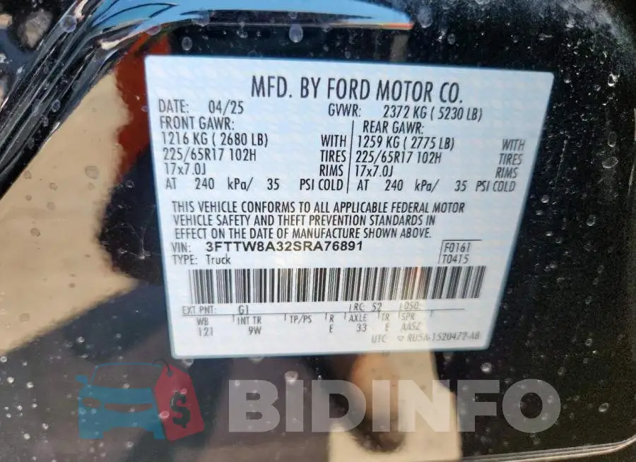 3FTTW8A32SRA76891 Photo# 13