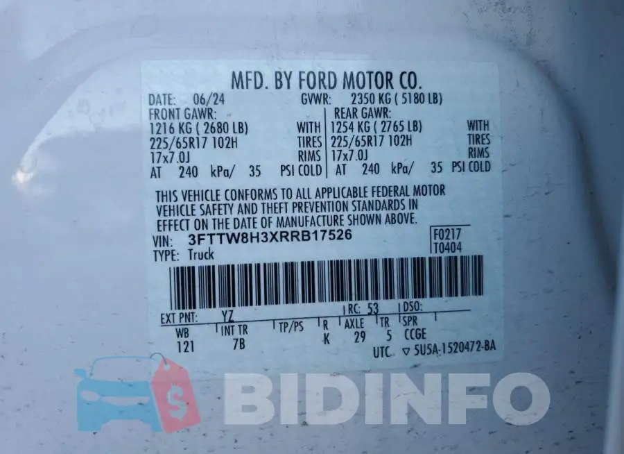 3FTTW8H3XRRB17526 Photo# 12