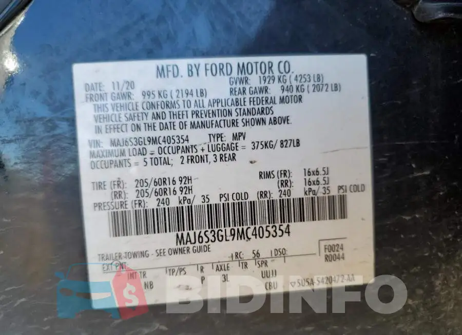 MAJ6S3GL9MC405354 Photo# 14