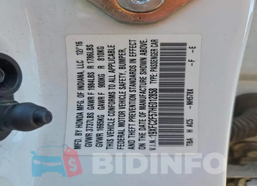 19XFC2F57HE012858 Photo# 12