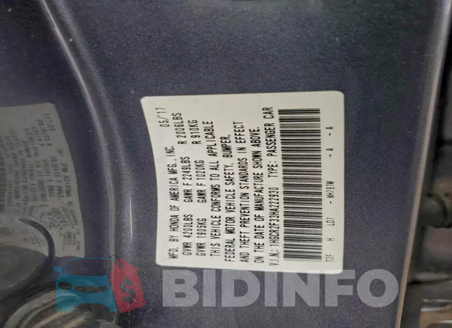 1HGCR2F33HA222930 Photo# 13