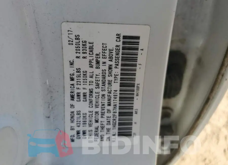 1HGCR2F87HA174974 Photo# 13