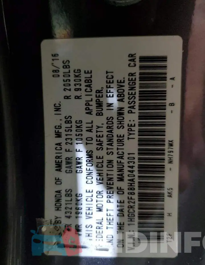 1HGCR2F88HA044301 Photo# 12