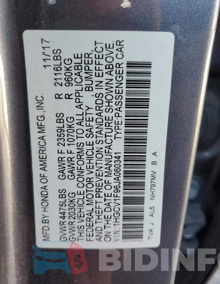 1HGCV1F96JA060341 Photo# 13
