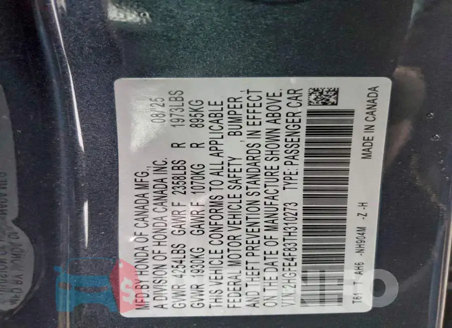 2HGFE4F83TH310273 Photo# 13