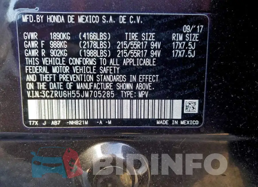 3CZRU6H55JM705285 Photo# 13