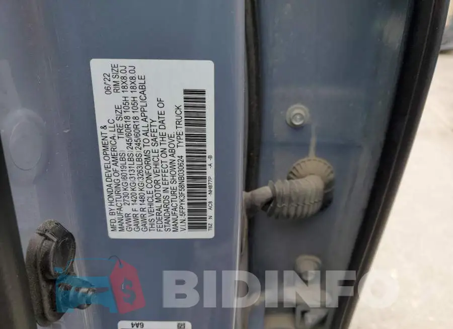 5FPYK3F58NB030624 Photo# 12