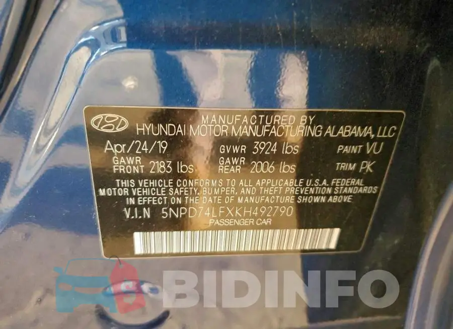 5NPD74LFXKH492790 Photo# 12