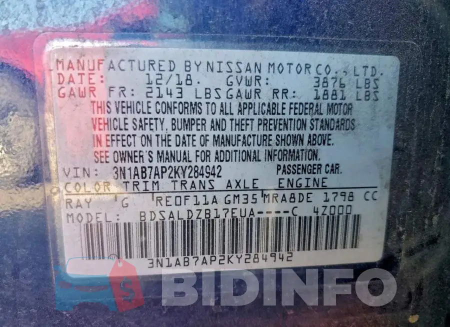 3N1AB7AP2KY284942 Photo# 13
