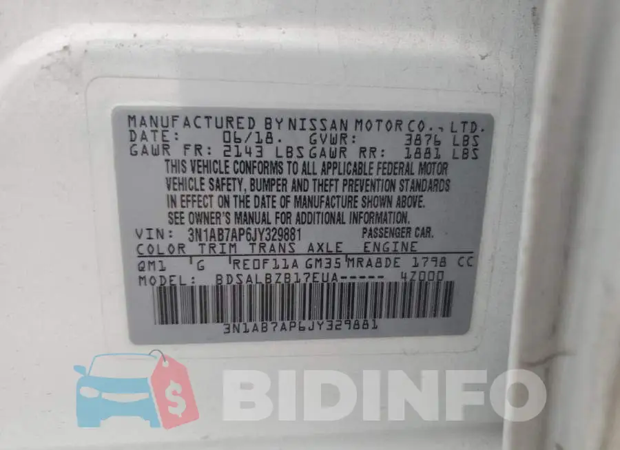 3N1AB7AP6JY329881 Photo# 12