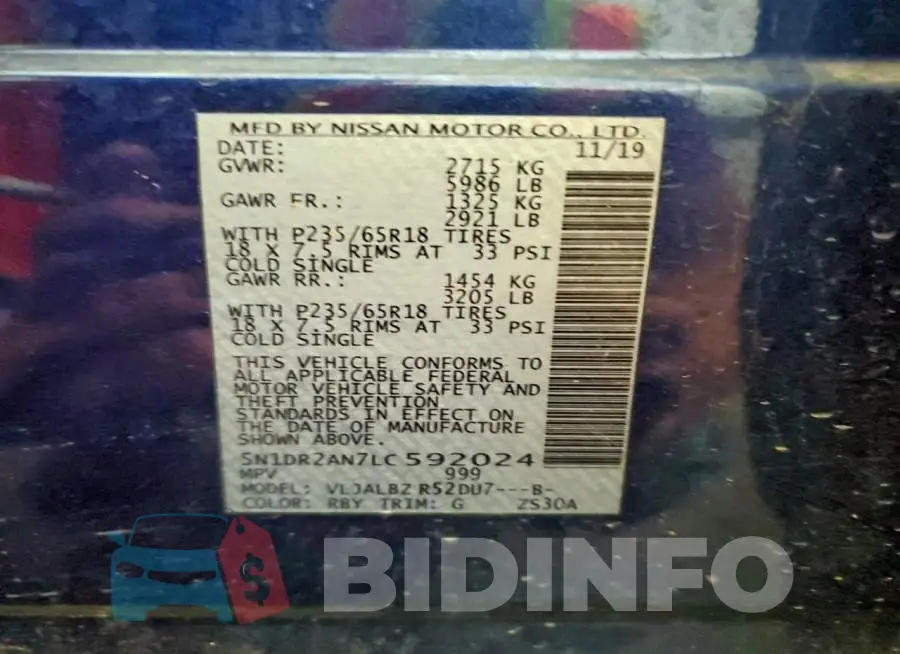 5N1DR2AN7LC592024 Photo# 13