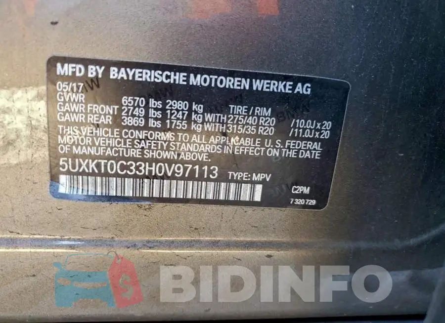 5UXKT0C33H0V97113 Photo# 12