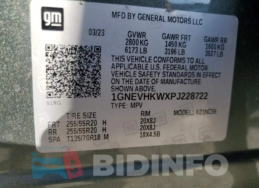 1GNEVHKWXPJ228722 Photo# 13