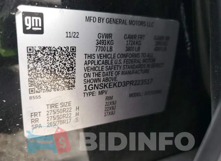1GNSKEKD3PR223517 Photo# 14