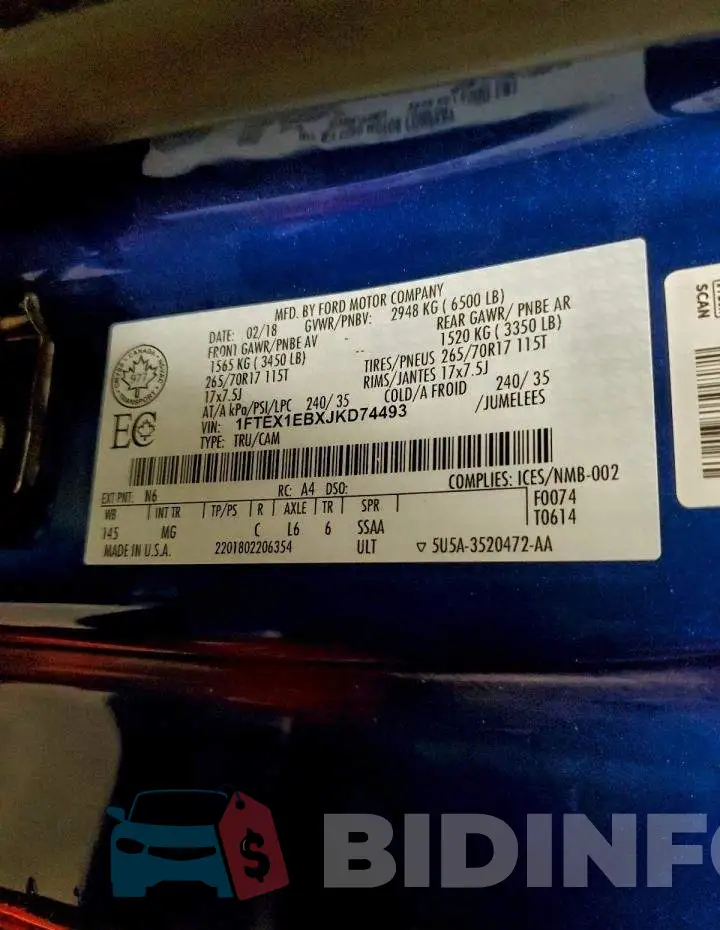 1FTEX1EBXJKD74493 Photo# 13