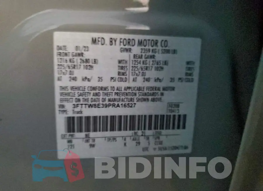 3FTTW8E39PRA16527 Photo# 12
