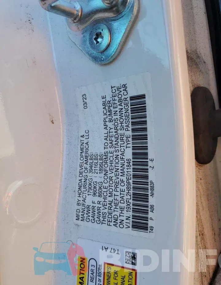 19XFL2H89PE011846 Photo# 12