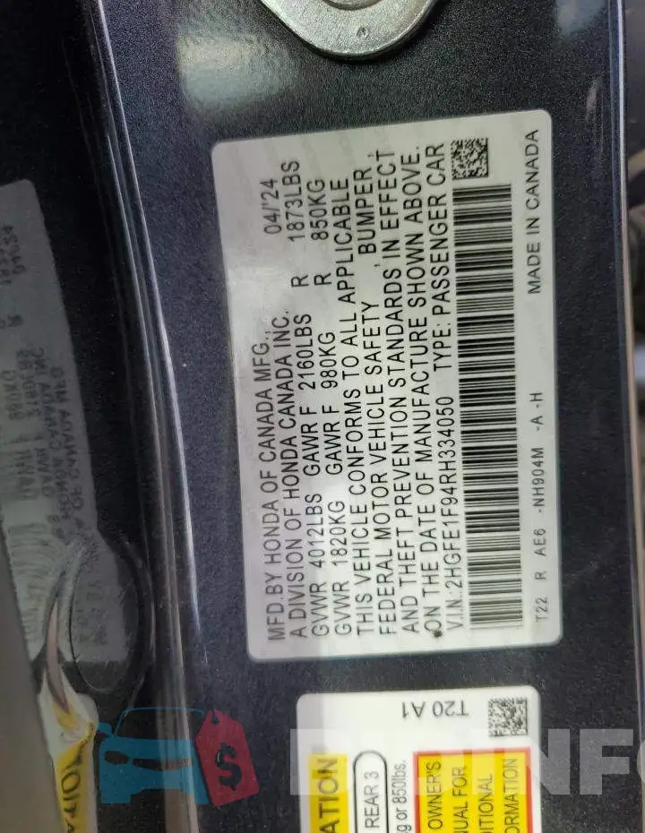 2HGFE1F94RH334050 Photo# 12