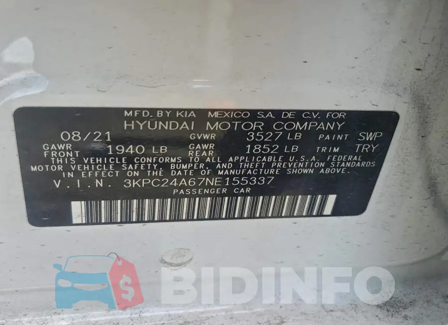 3KPC24A67NE155337 Photo# 12