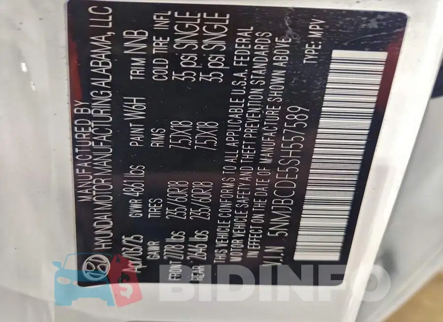 5NMJBCDE5SH557589 Photo# 13