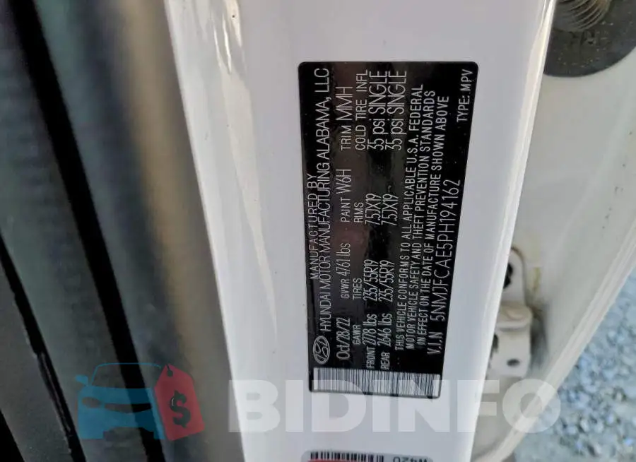 5NMJFCAE5PH194162 Photo# 14