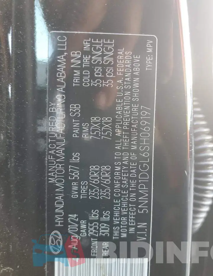 5NMP1DGL6SH069197 Photo# 14