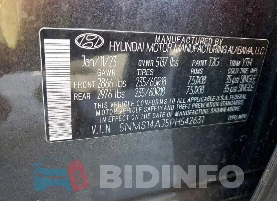 5NMS14AJ5PH542631 Photo# 13