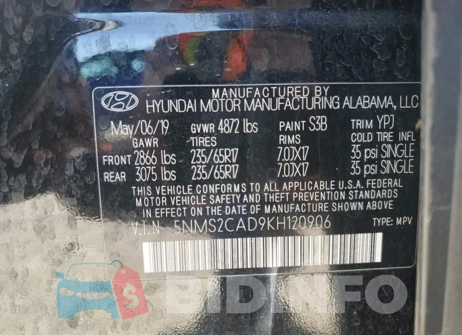 5NMS2CAD9KH120906 Photo# 14