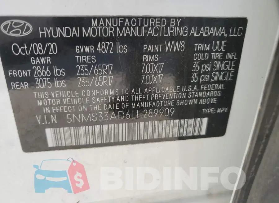 5NMS33AD6LH289909 Photo# 14