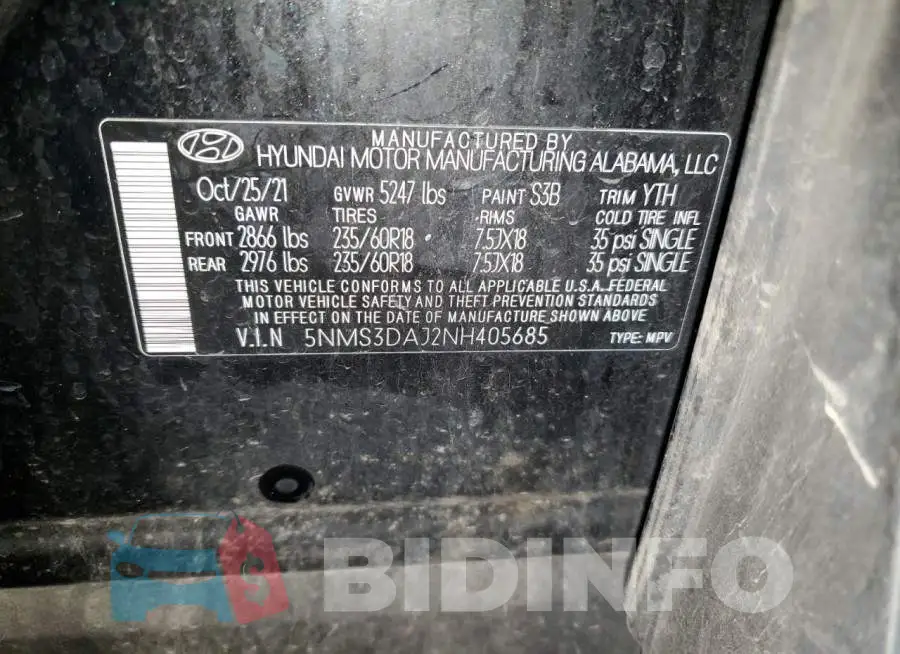 5NMS3DAJ2NH405685 Photo# 13
