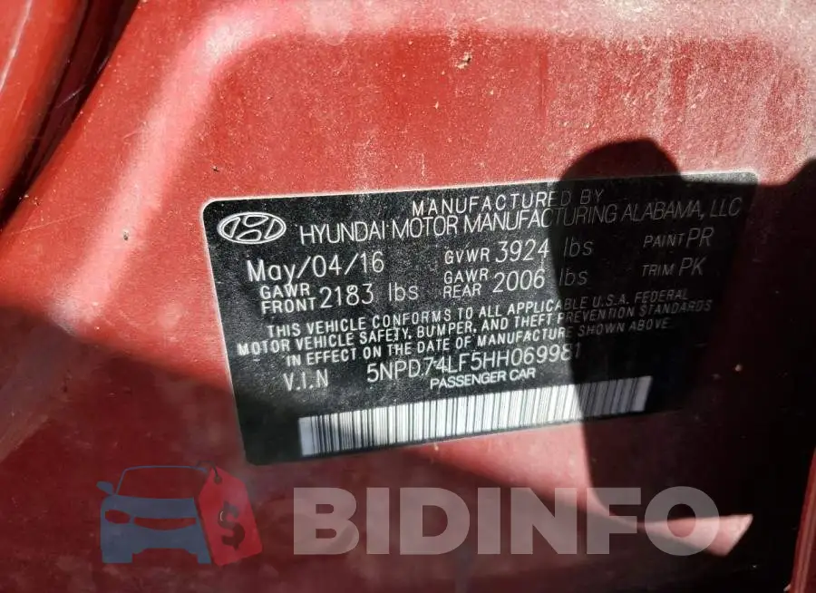 5NPD74LF5HH069981 Photo# 12