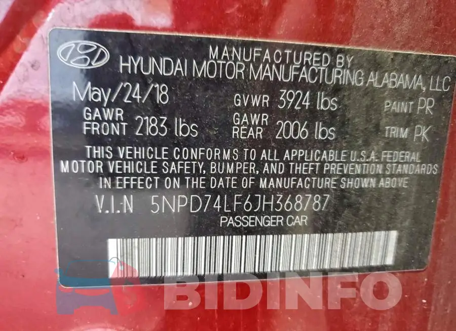5NPD74LF6JH368787 Photo# 12