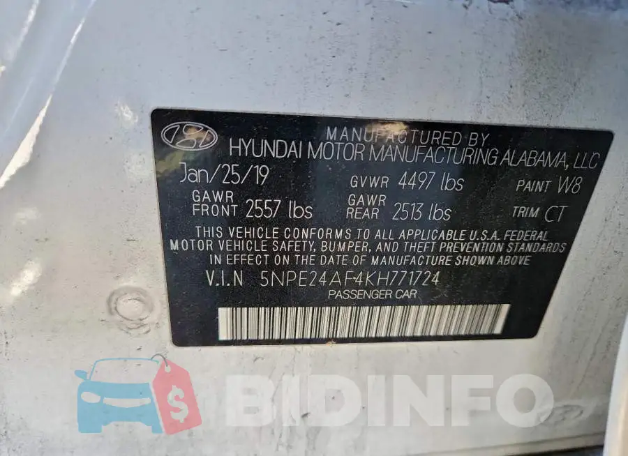 5NPE24AF4KH771724 Photo# 12