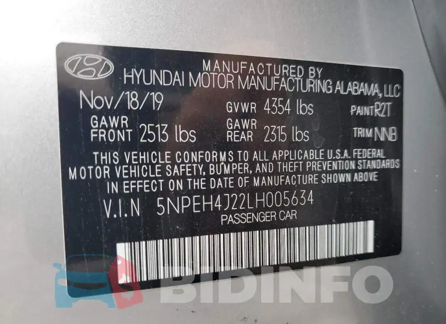 5NPEH4J22LH005634 Photo# 12