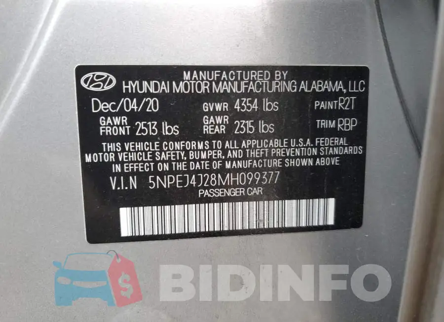 5NPEJ4J28MH099377 Photo# 12