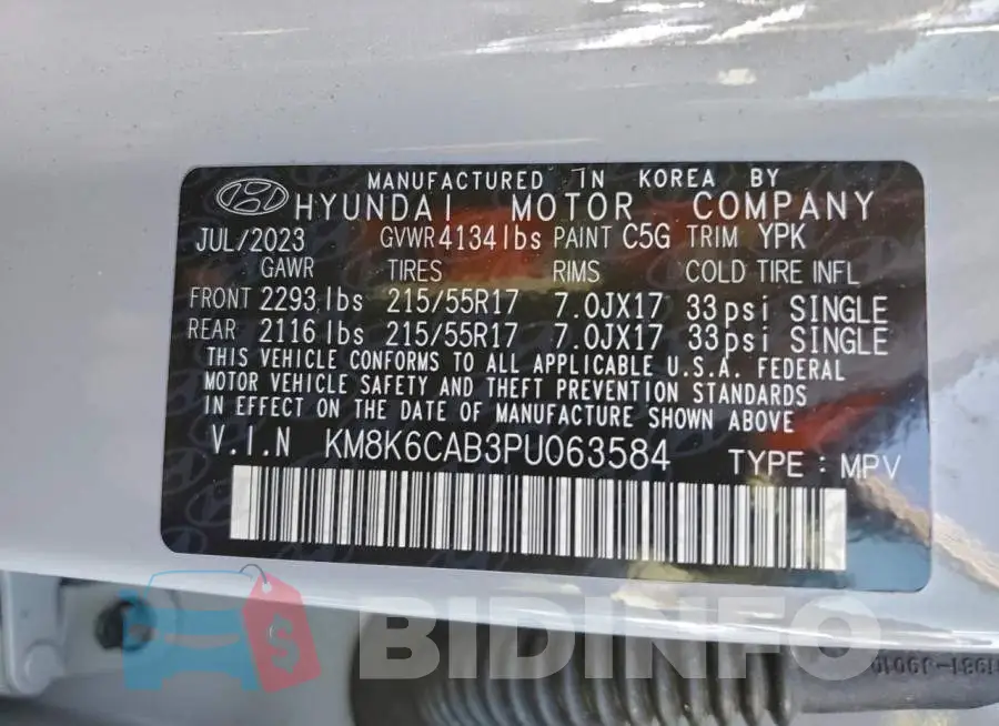 KM8K6CAB3PU063584 Photo# 13