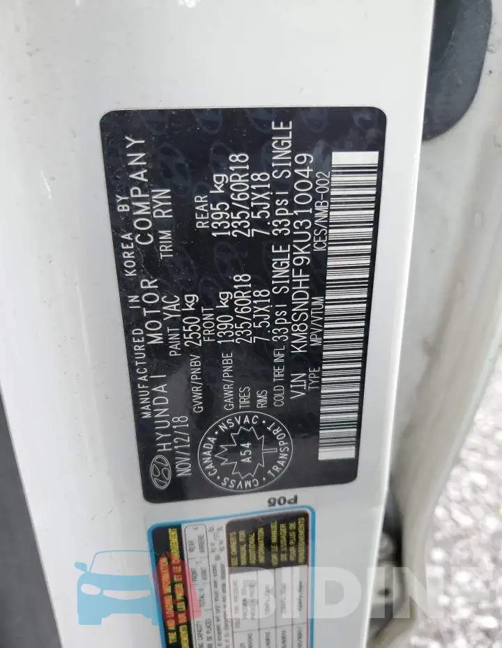 KM8SNDHF9KU310049 Photo# 14