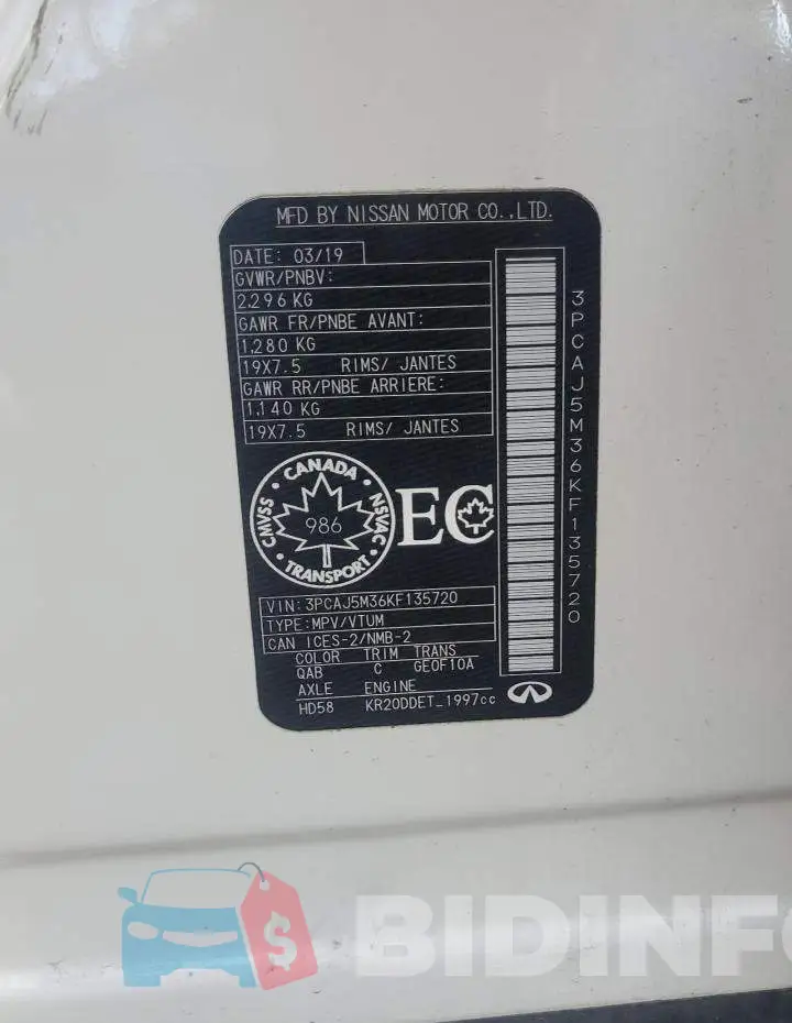 3PCAJ5M36KF135720 Photo# 14