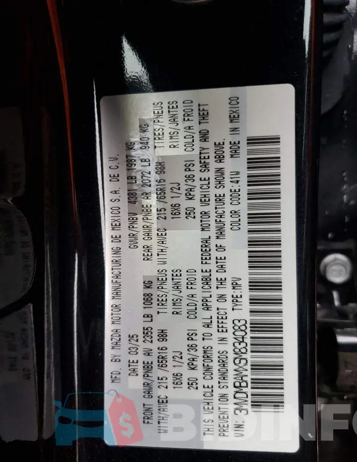 3MVDMBAMXSM834083 Photo# 13